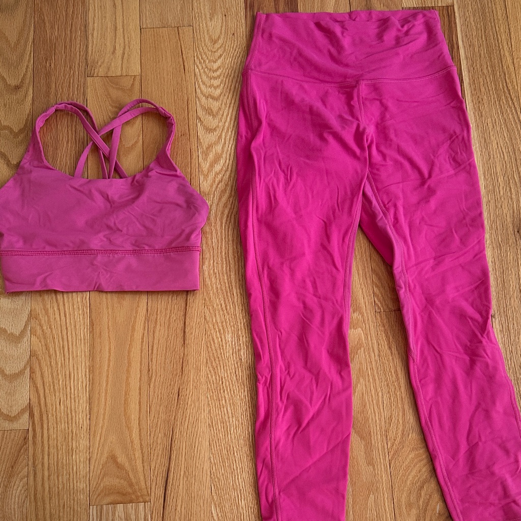 Lululemon Sonic Pink Sports Bra And Leggings Set